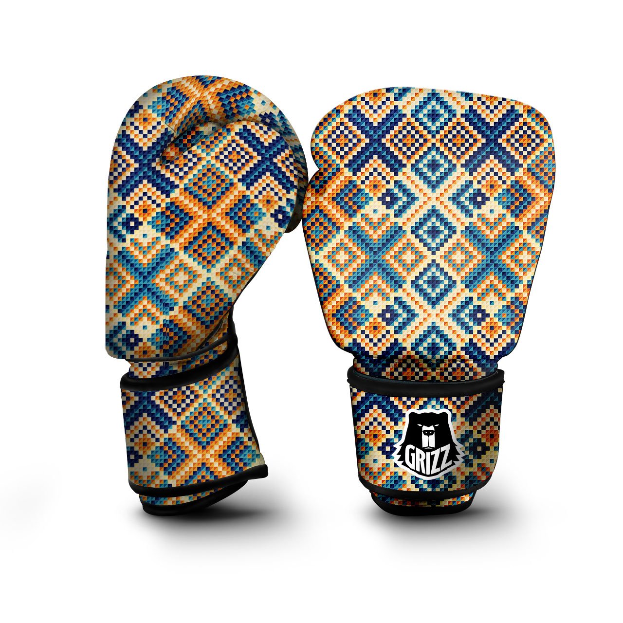Ethnic Pixel Print Pattern Boxing Gloves-grizzshop