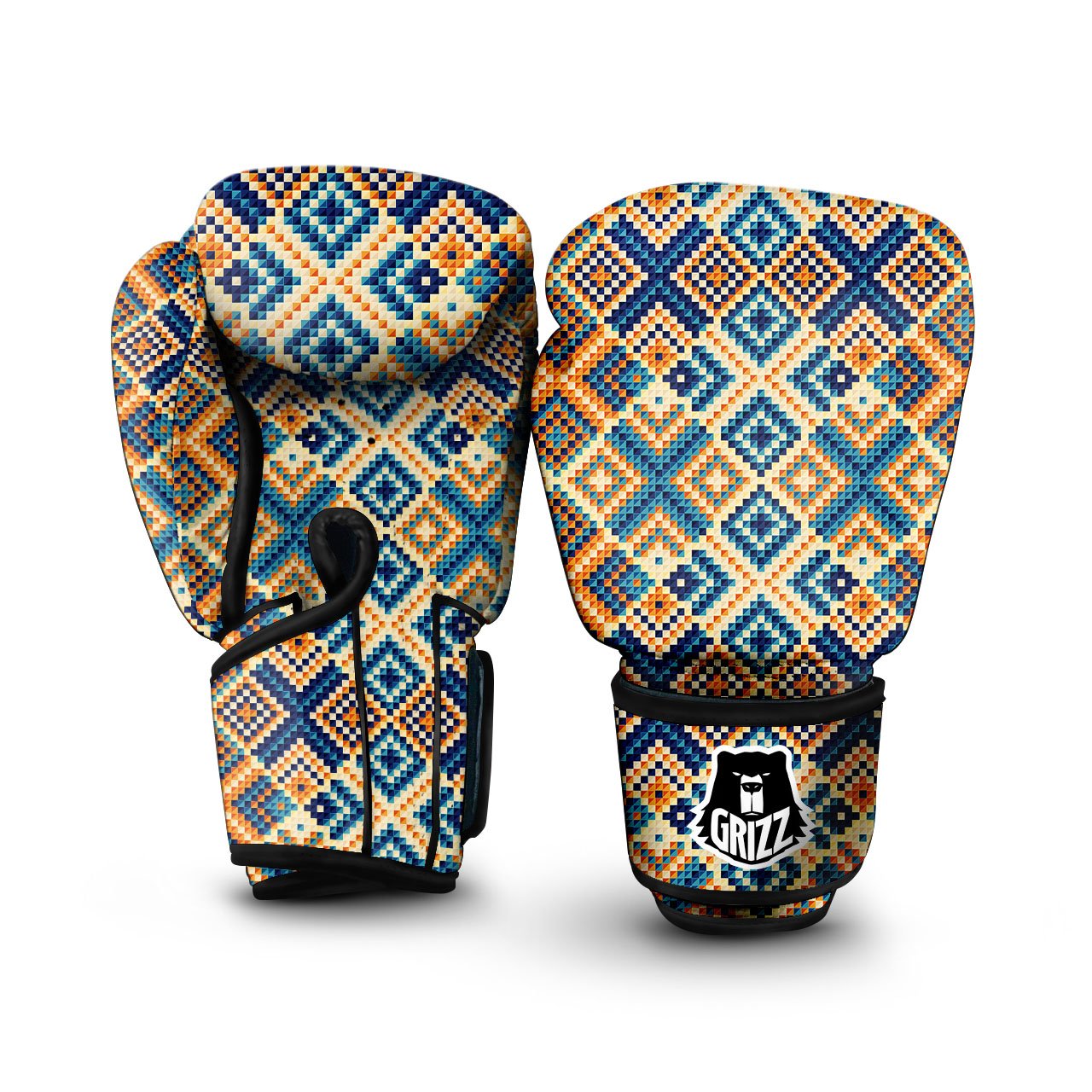 Ethnic Pixel Print Pattern Boxing Gloves-grizzshop
