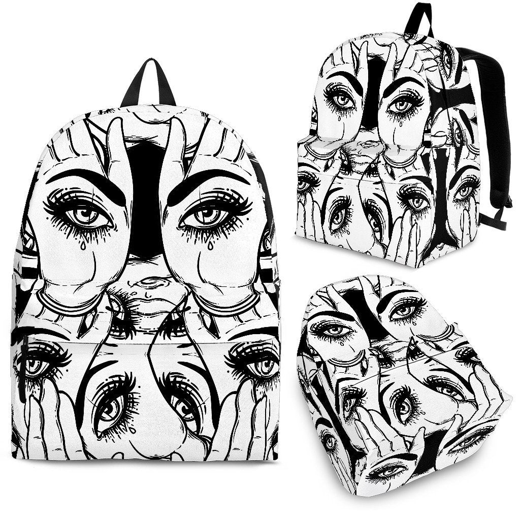 Evil Eye Hamsa Hand Pattern Print Backpack-grizzshop