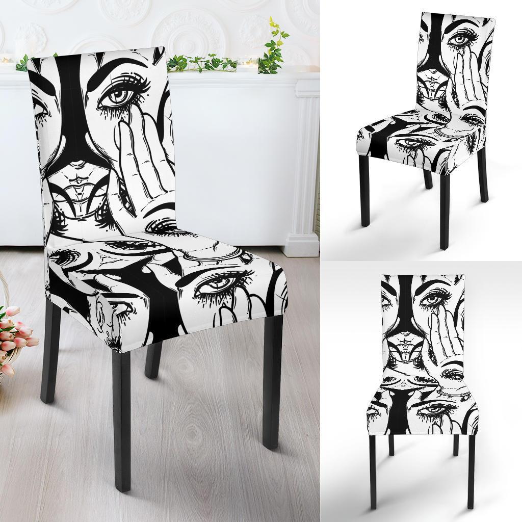 Evil Eye Hamsa Hand Pattern Print Chair Cover-grizzshop