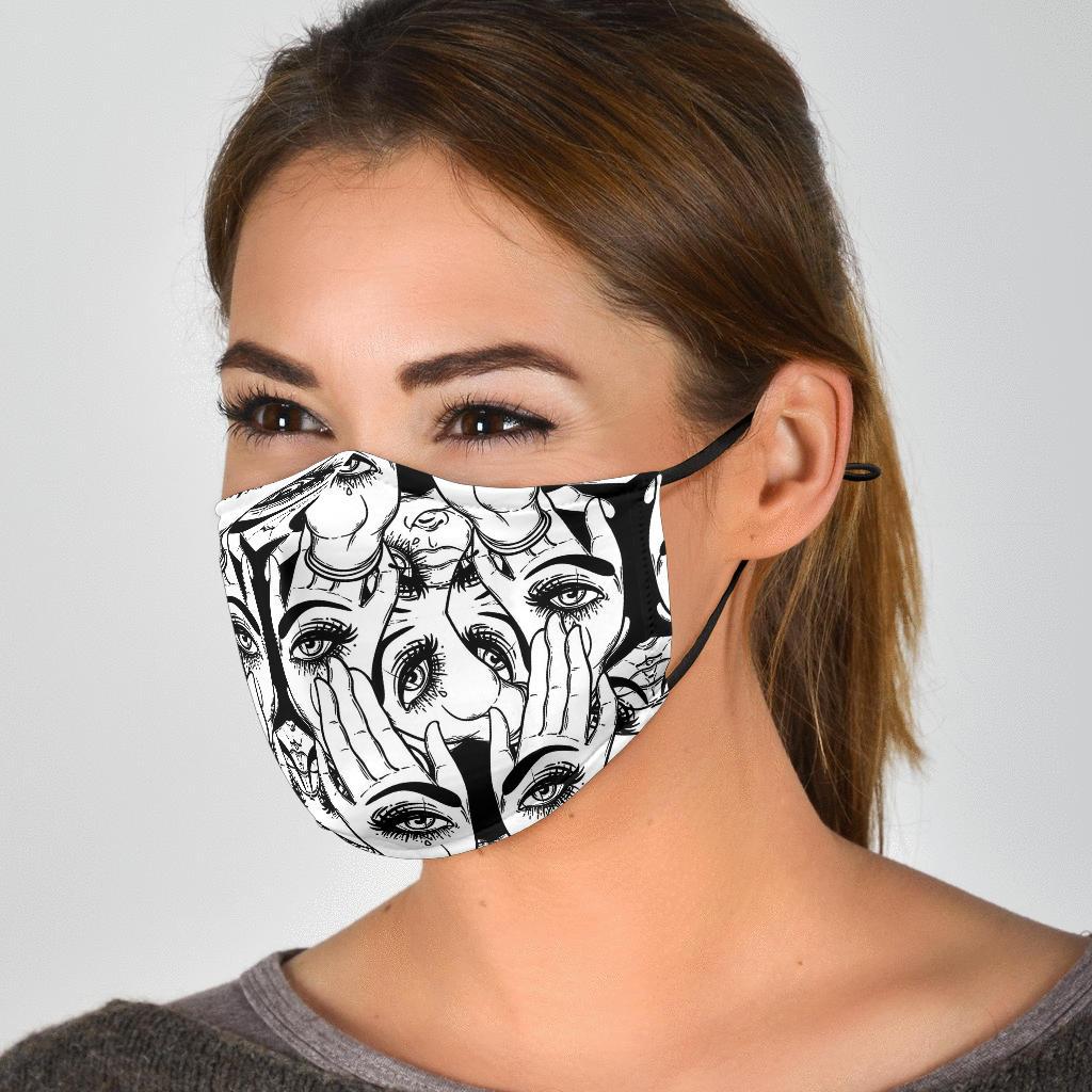 Evil Eye Hamsa Hand Pattern Print Face Mask-grizzshop