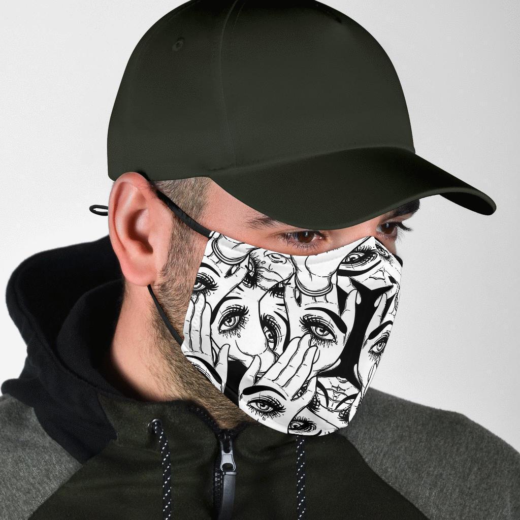 Evil Eye Hamsa Hand Pattern Print Face Mask-grizzshop