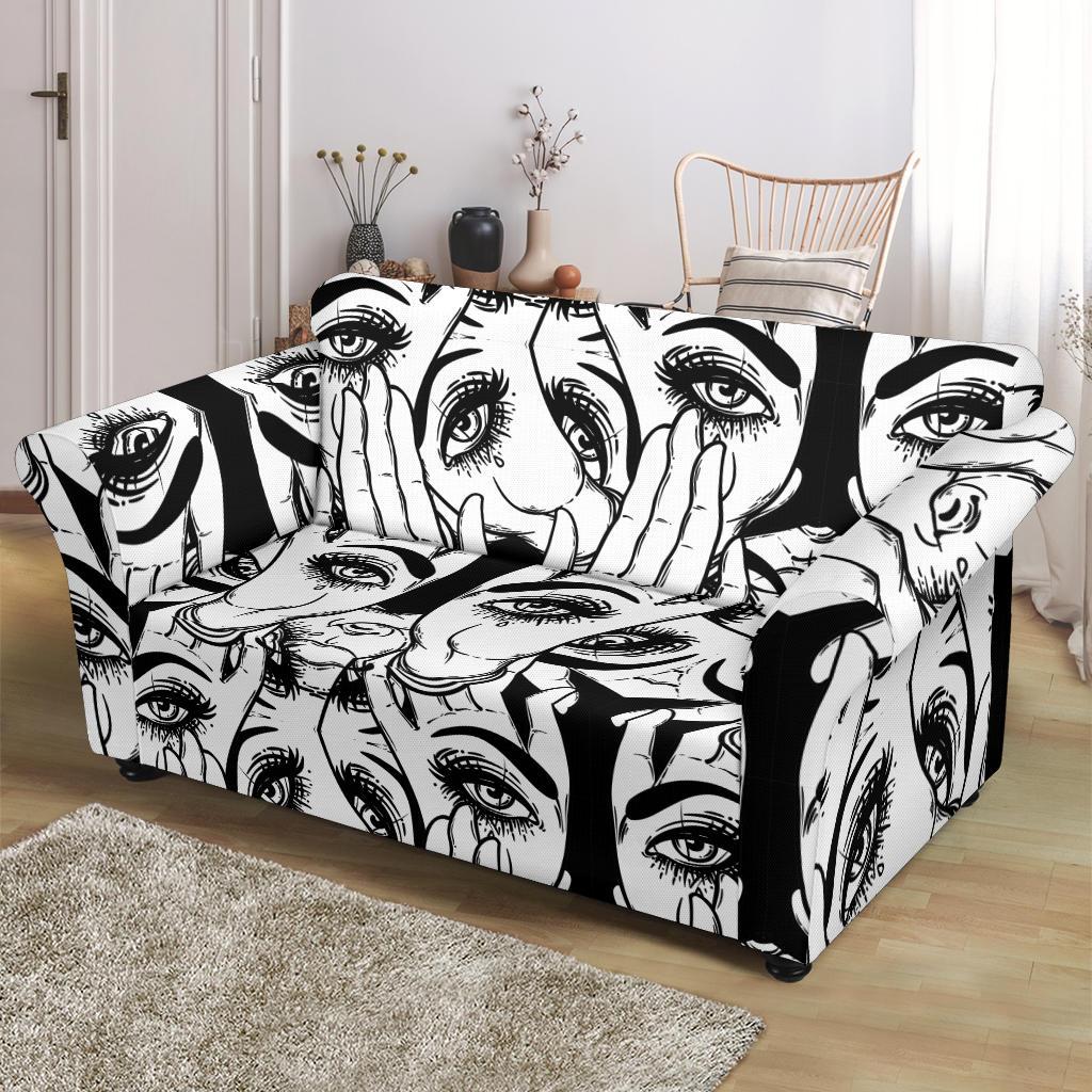 Evil Eye Hamsa Hand Pattern Print Loveseat Cover-grizzshop