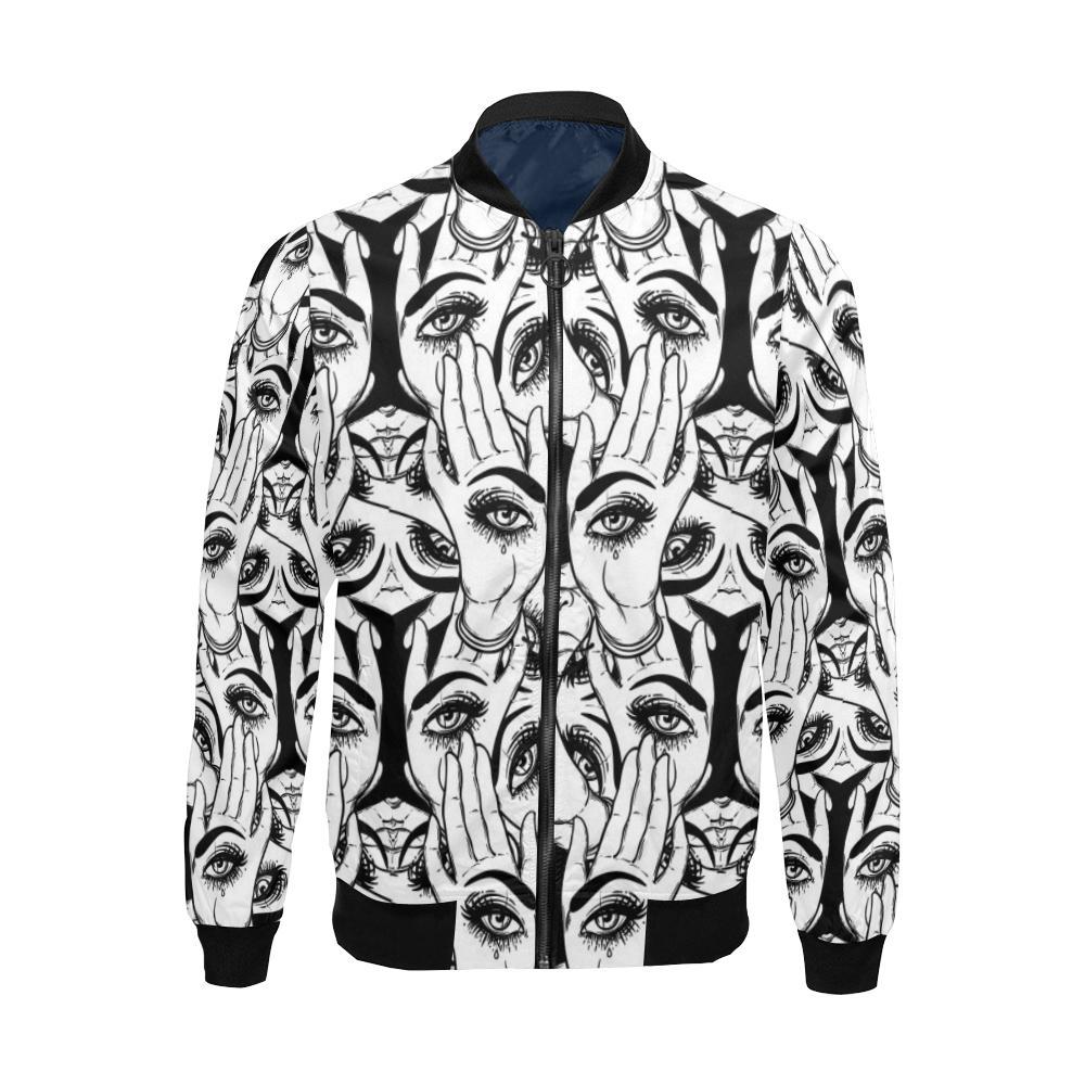 Evil Eye Hamsa Hand Pattern Print Men's Bomber Jacket-grizzshop