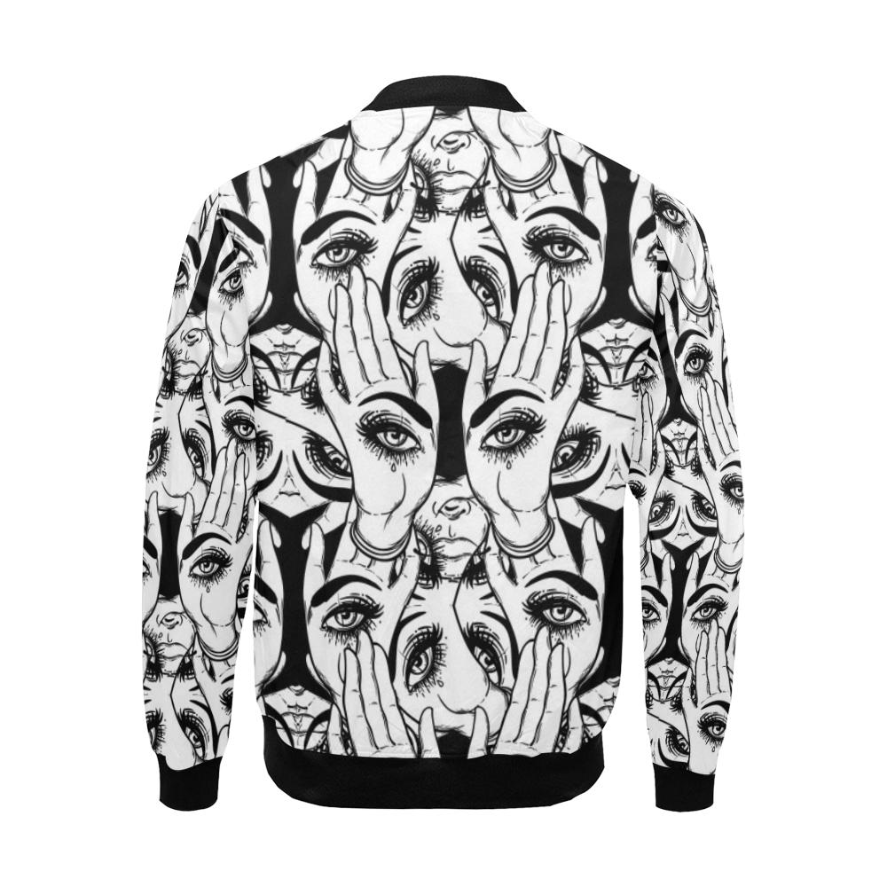 Evil Eye Hamsa Hand Pattern Print Men's Bomber Jacket-grizzshop