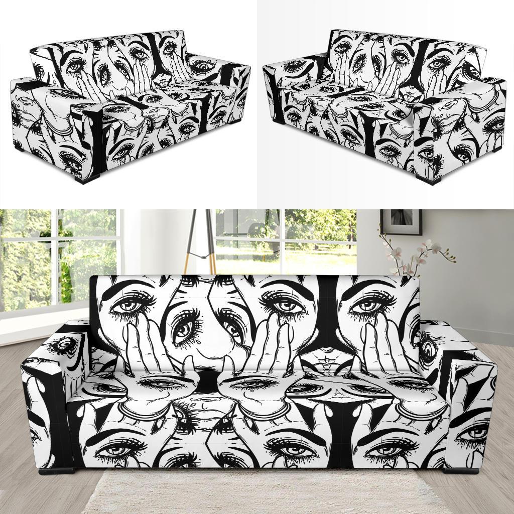 Evil Eye Hamsa Hand Pattern Print Sofa Covers-grizzshop