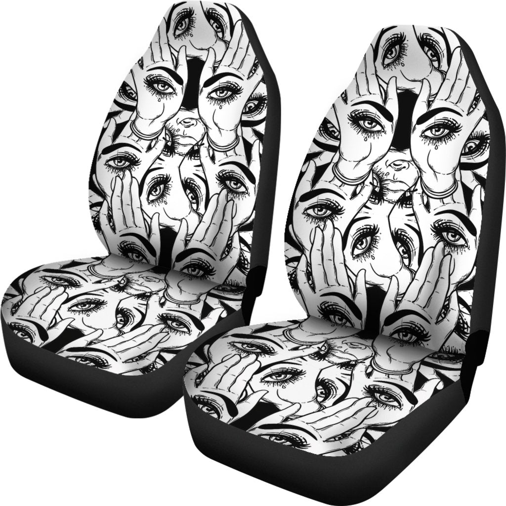 Evil Eye Hamsa Hand Pattern Print Universal Fit Car Seat Cover