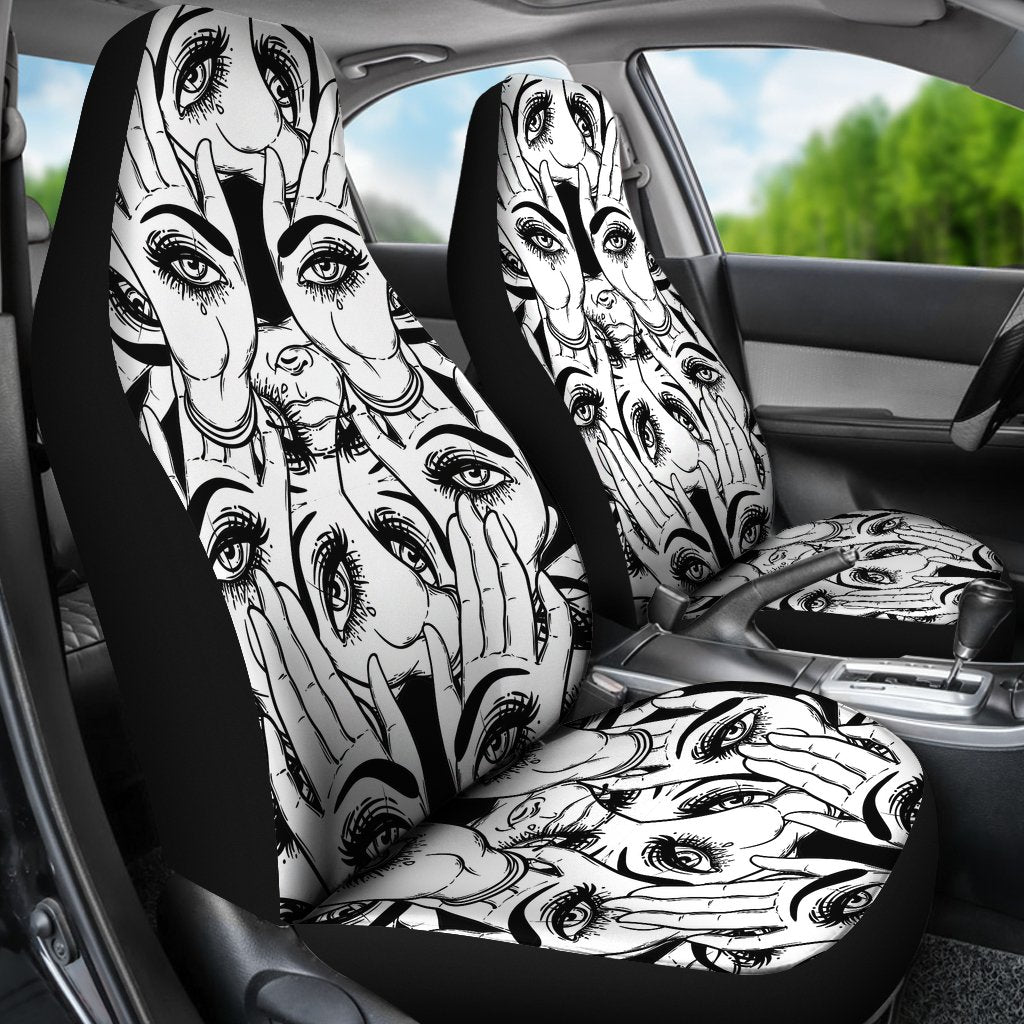 Evil Eye Hamsa Hand Pattern Print Universal Fit Car Seat Cover-grizzshop