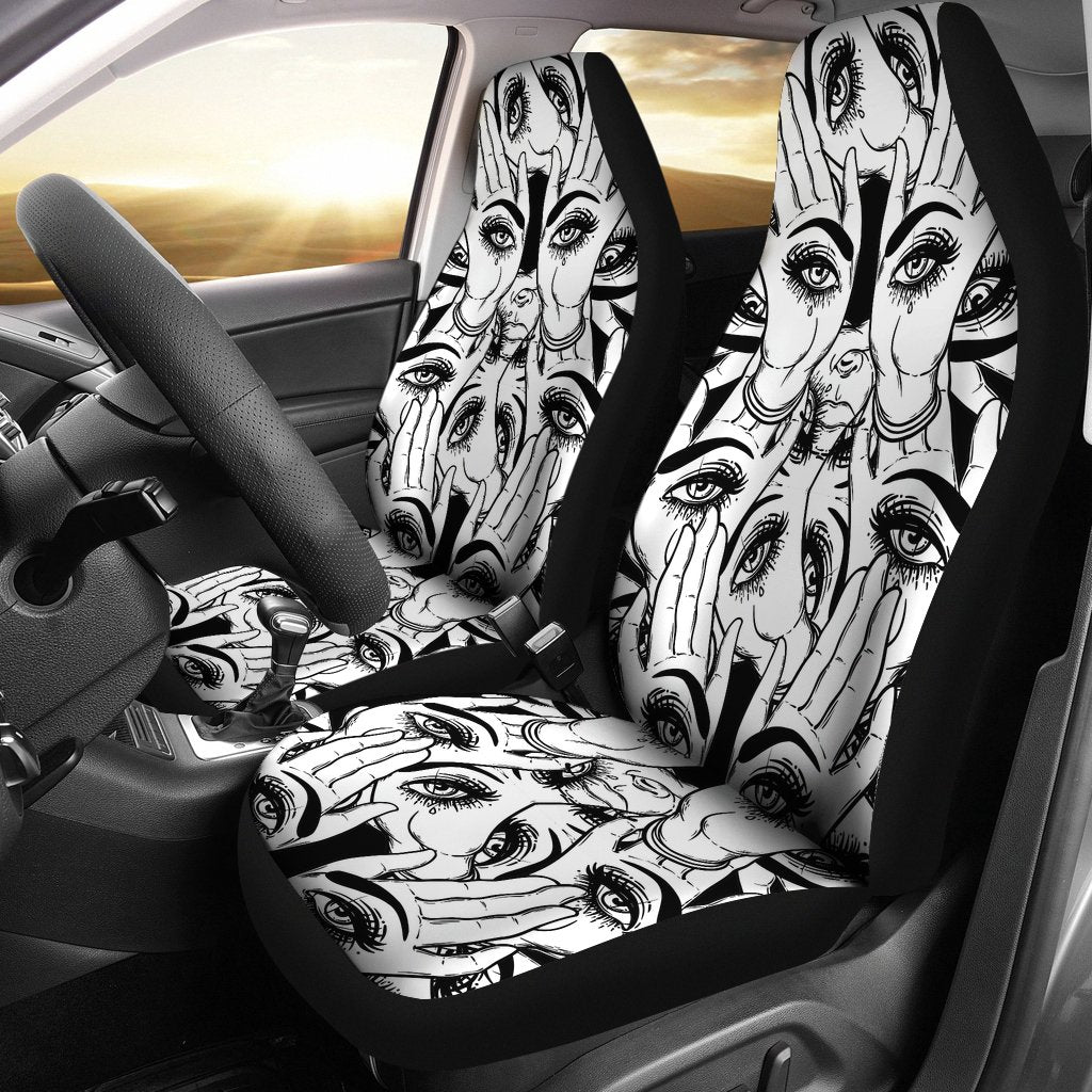 Evil Eye Hamsa Hand Pattern Print Universal Fit Car Seat Cover-grizzshop