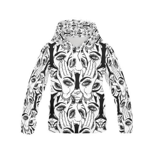 Evil Eye Hamsa Hand Pattern Print Women Pullover Hoodie-grizzshop