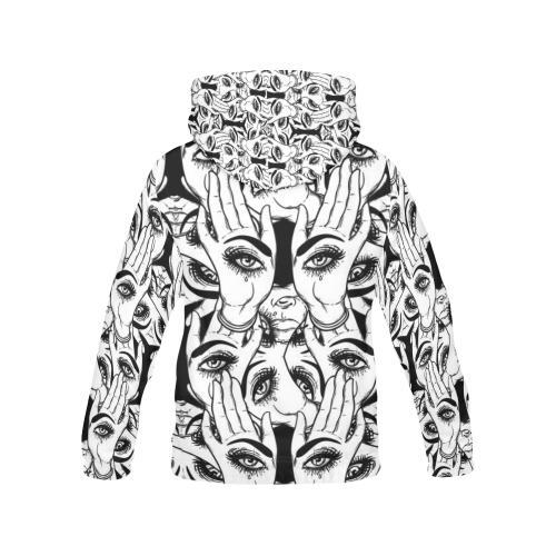 Evil Eye Hamsa Hand Pattern Print Women Pullover Hoodie-grizzshop