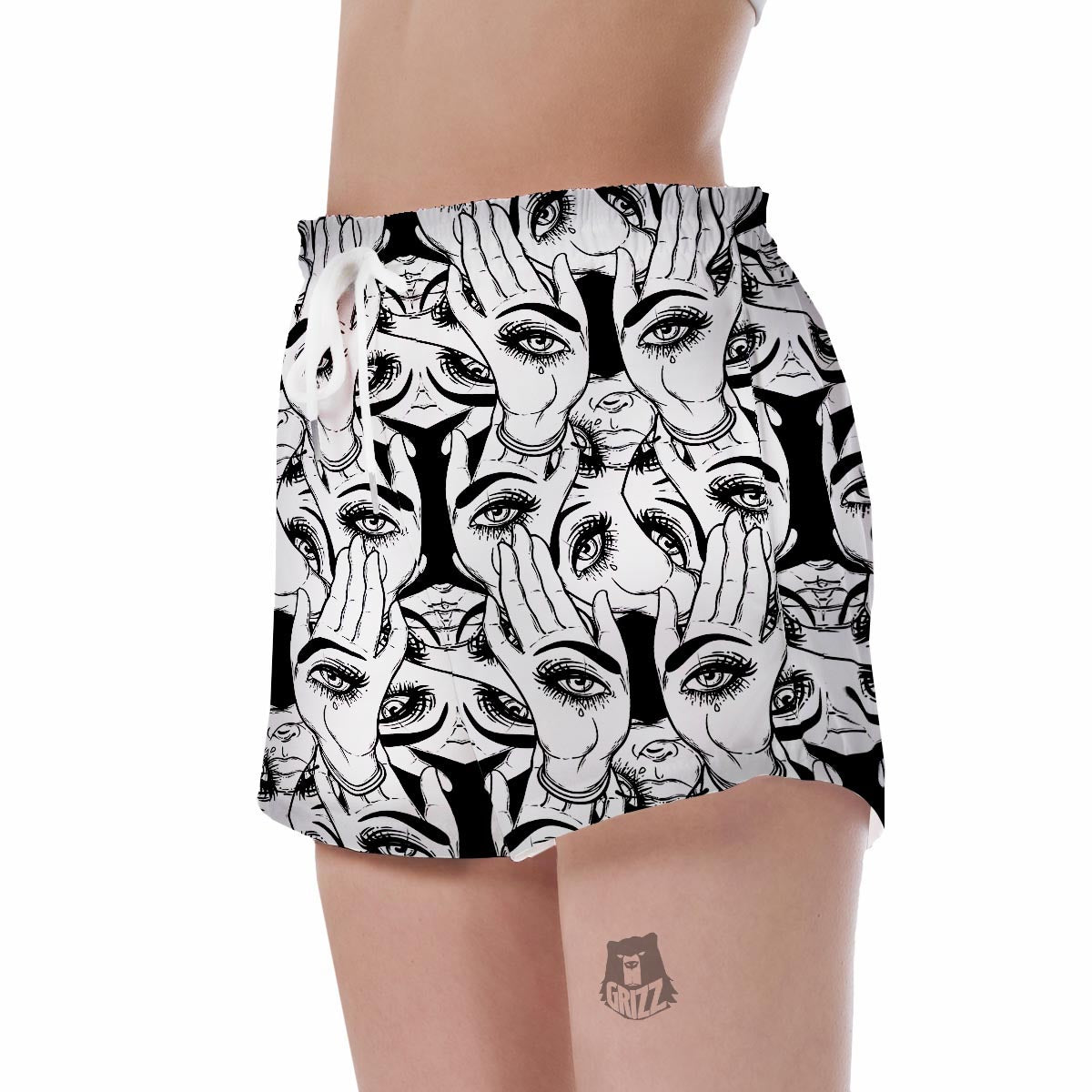 Evil Eye Hamsa Hand Pattern Print Women's Shorts-grizzshop