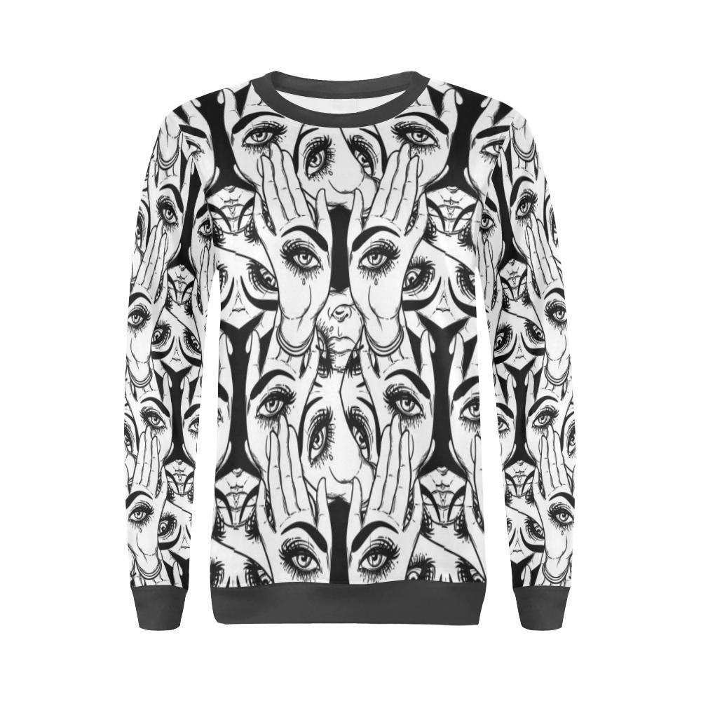 Evil Eye Hamsa Hand Pattern Print Women's Sweatshirt-grizzshop