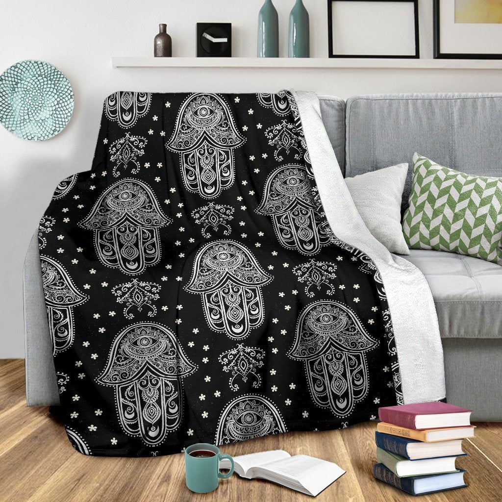 Evil Eye Hamsa Pattern Print Blanket-grizzshop