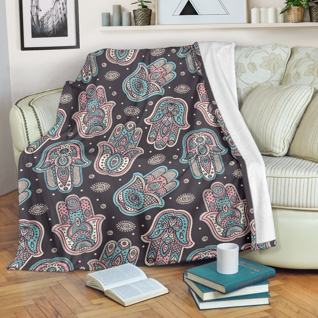 Evil Eye Hamsa Pattern Print Blanket-grizzshop