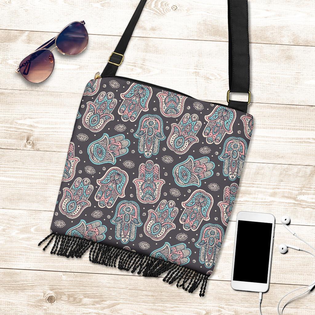 Evil Eye Hamsa Pattern Print Crossbody Bags-grizzshop