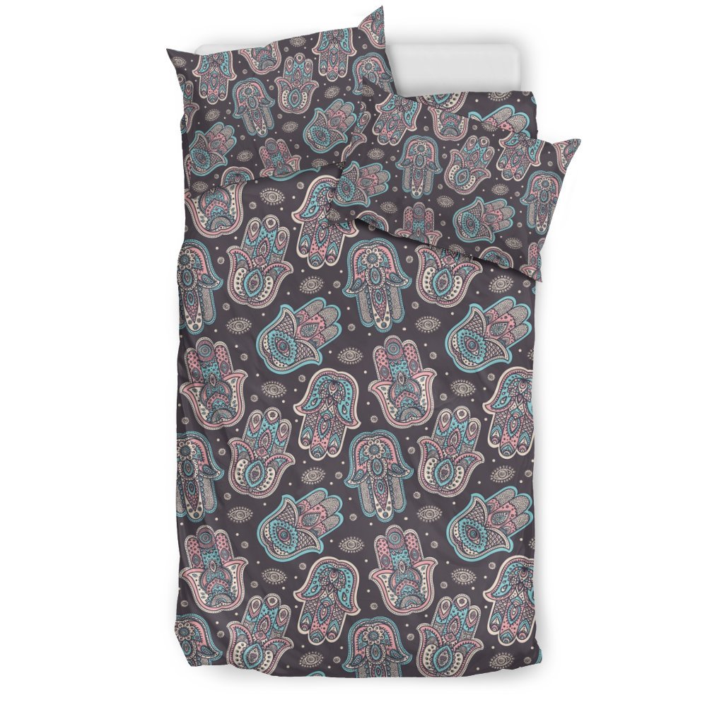 Evil Eye Hamsa Pattern Print Duvet Cover Bedding Set-grizzshop