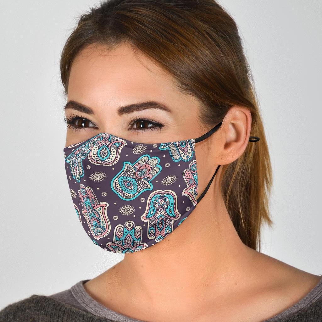 Evil Eye Hamsa Pattern Print Face Mask-grizzshop