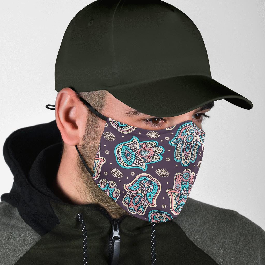 Evil Eye Hamsa Pattern Print Face Mask-grizzshop