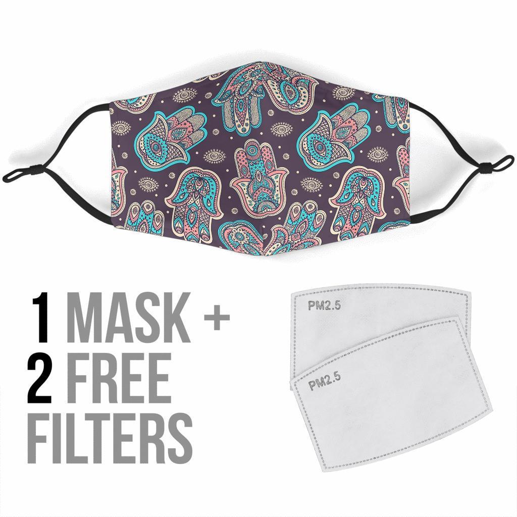 Evil Eye Hamsa Pattern Print Face Mask-grizzshop