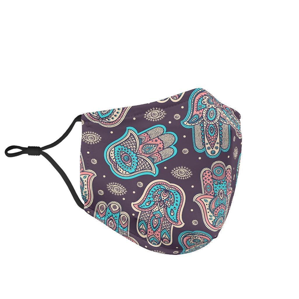 Evil Eye Hamsa Pattern Print Face Mask-grizzshop