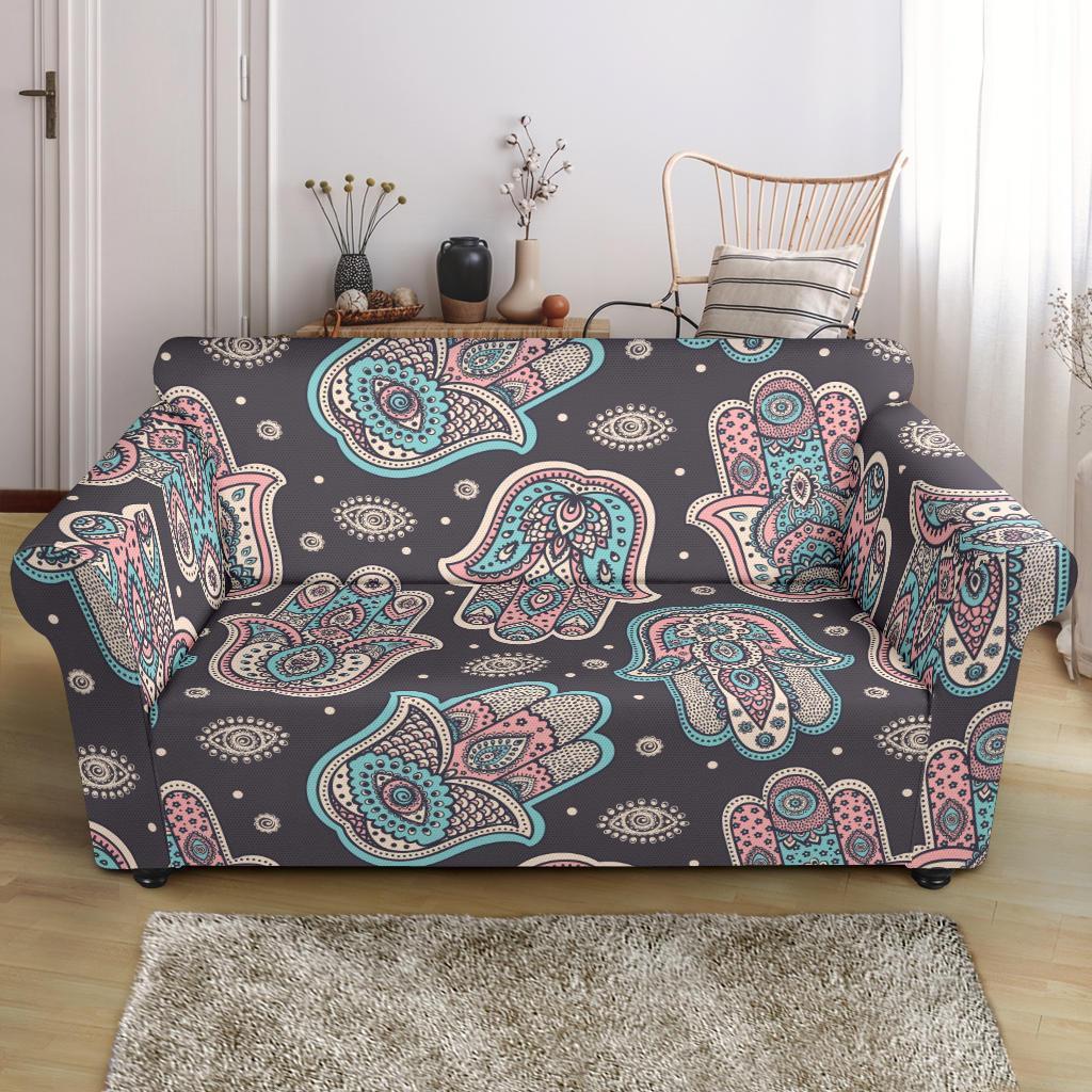 Evil Eye Hamsa Pattern Print Loveseat Cover-grizzshop