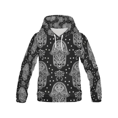 Evil Eye Hamsa Pattern Print Men Pullover Hoodie-grizzshop