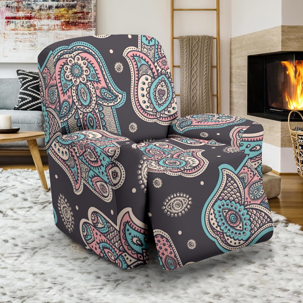 Evil Eye Hamsa Pattern Print Recliner Cover-grizzshop