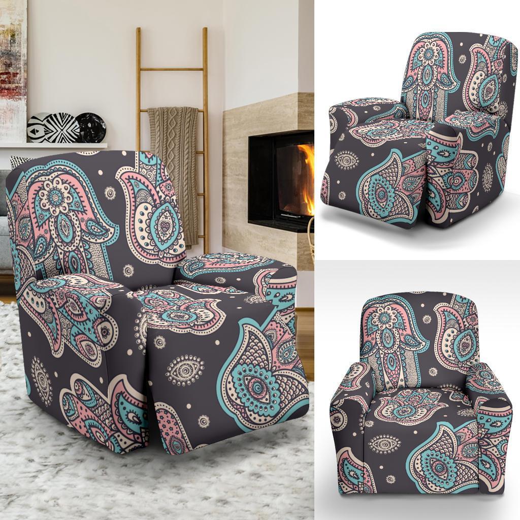 Evil Eye Hamsa Pattern Print Recliner Cover-grizzshop