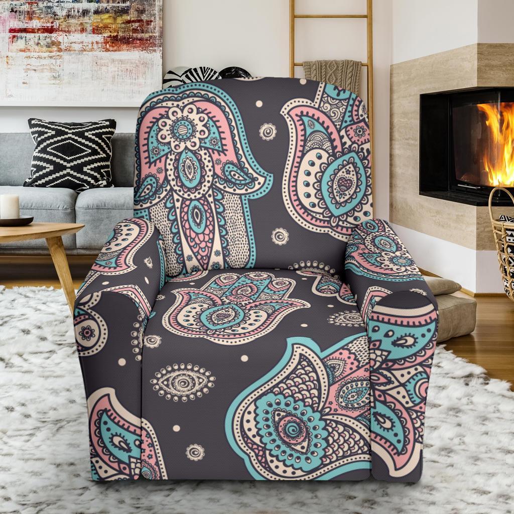 Evil Eye Hamsa Pattern Print Recliner Cover-grizzshop