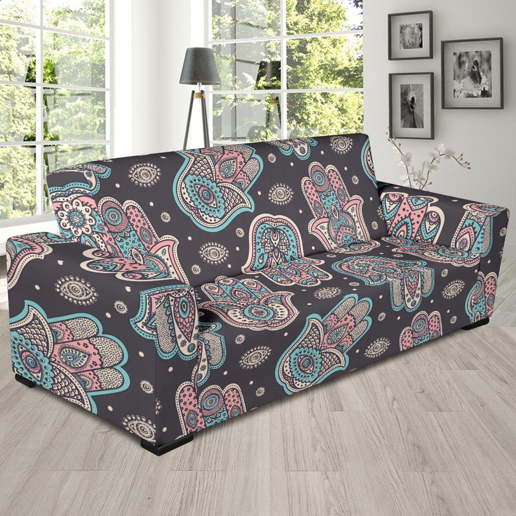 Evil Eye Hamsa Pattern Print Sofa Covers-grizzshop