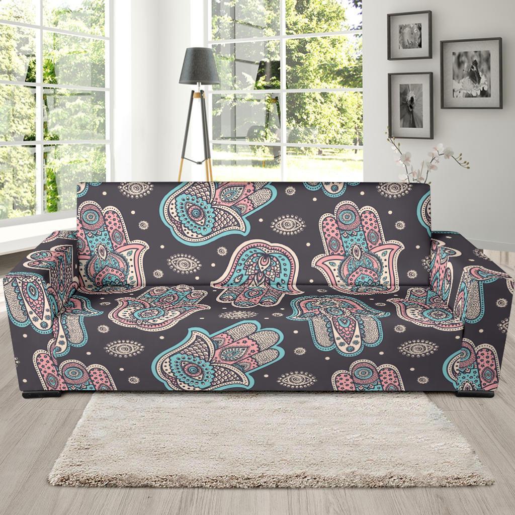 Evil Eye Hamsa Pattern Print Sofa Covers-grizzshop