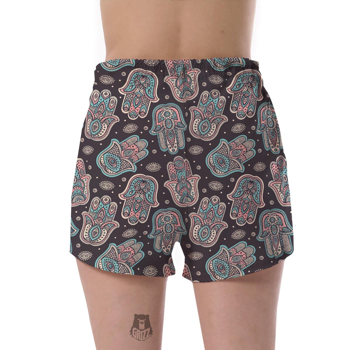 Evil Eye Hamsa Pattern Print Women's Shorts-grizzshop