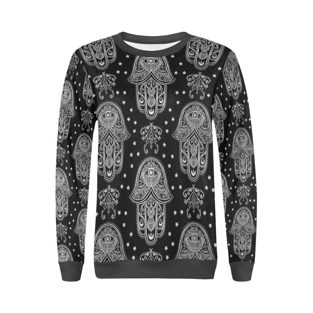 Evil Eye Hamsa Pattern Print Women's Sweatshirt-grizzshop