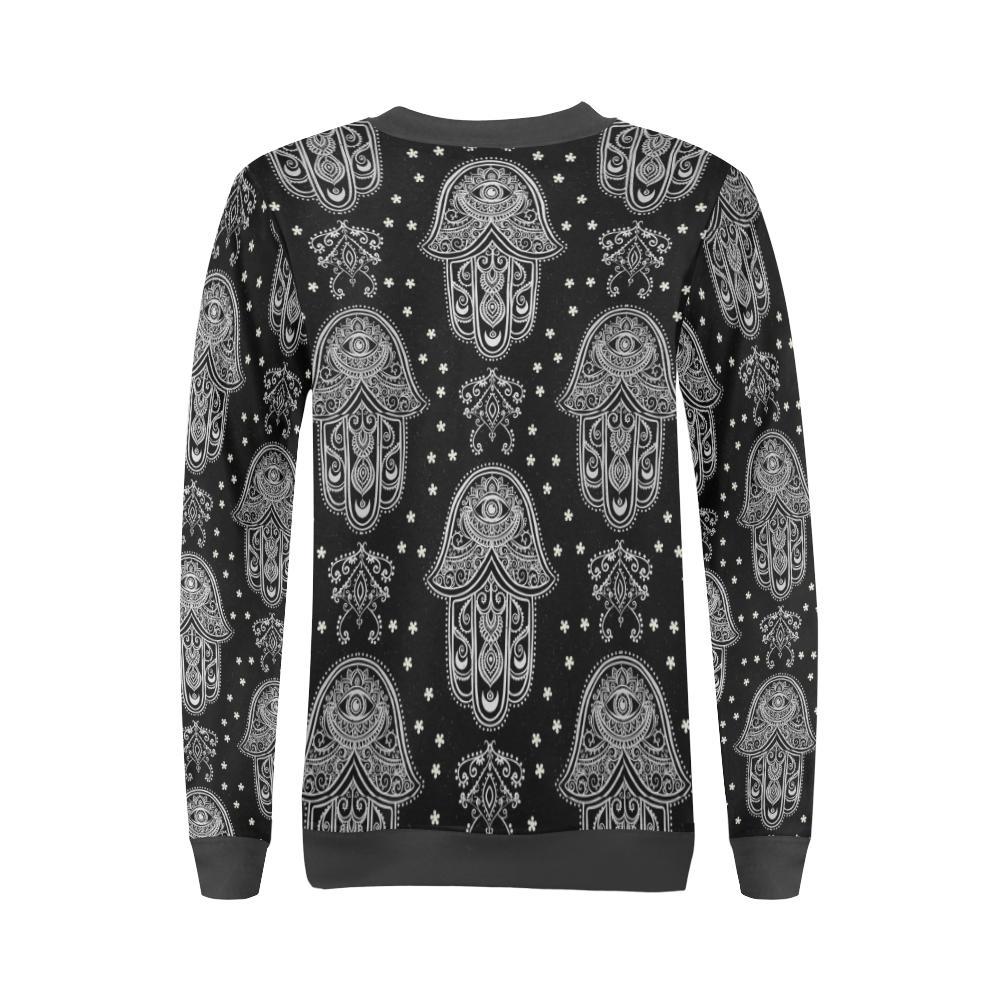 Evil Eye Hamsa Pattern Print Women's Sweatshirt-grizzshop