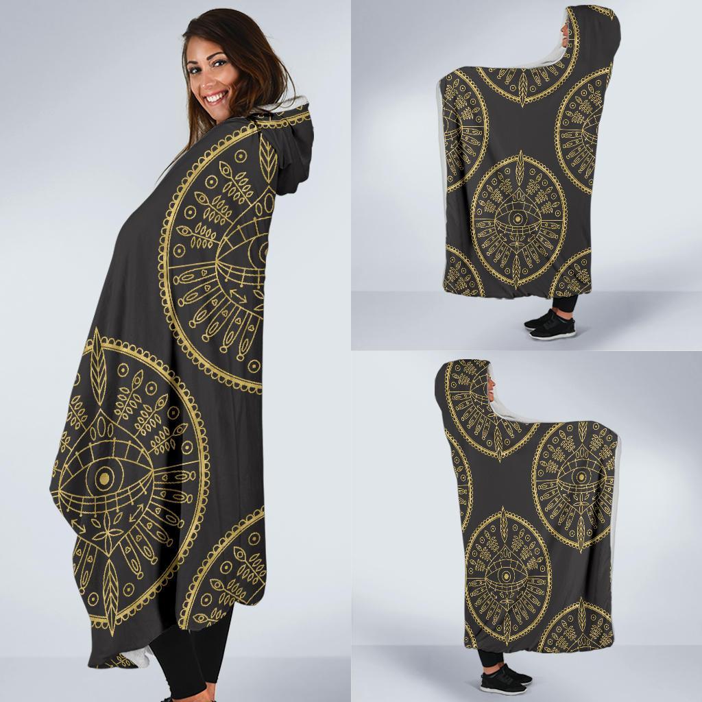 Evil Eye Pattern Print Hooded Blanket-grizzshop