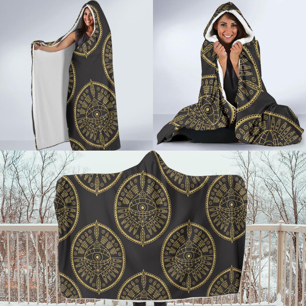 Evil Eye Pattern Print Hooded Blanket-grizzshop