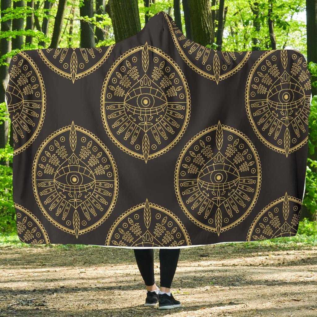 Evil Eye Pattern Print Hooded Blanket-grizzshop