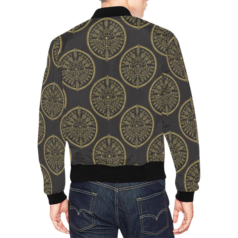 Evil Eye Pattern Print Men's Bomber Jacket-grizzshop