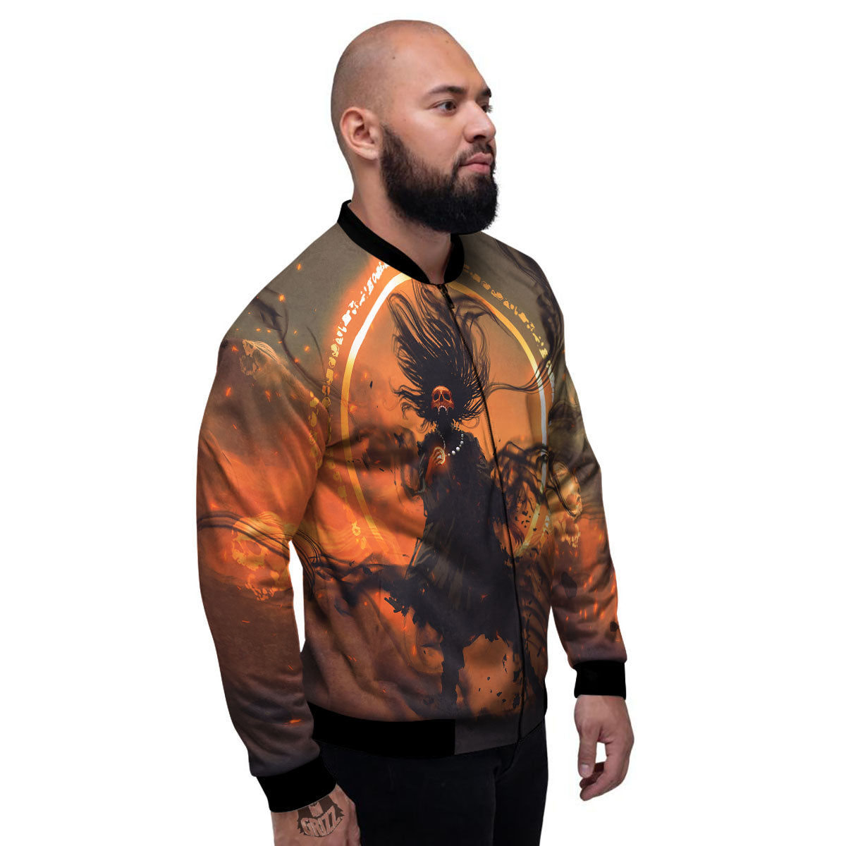 Evil Witch Print Men's Bomber Jacket-grizzshop