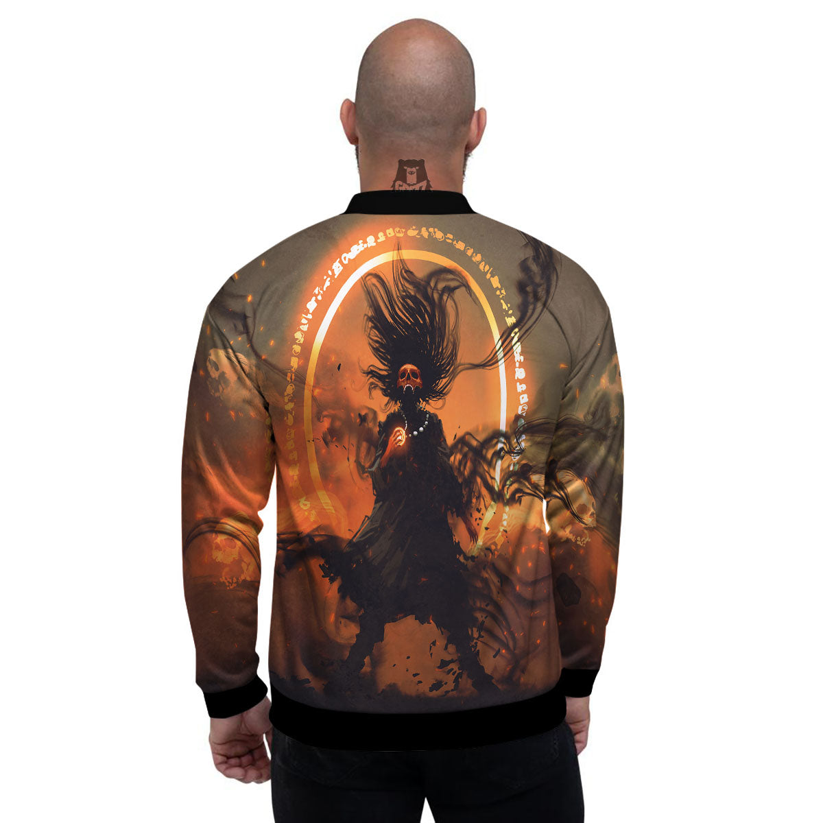 Evil Witch Print Men's Bomber Jacket-grizzshop