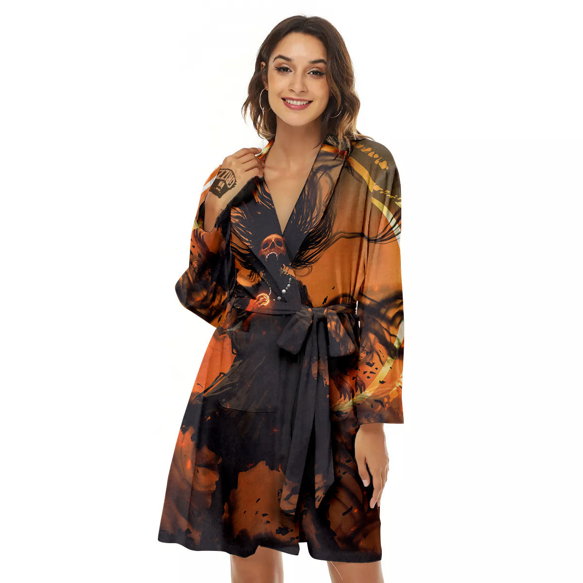 Evil Witch Print Women's Robe-grizzshop