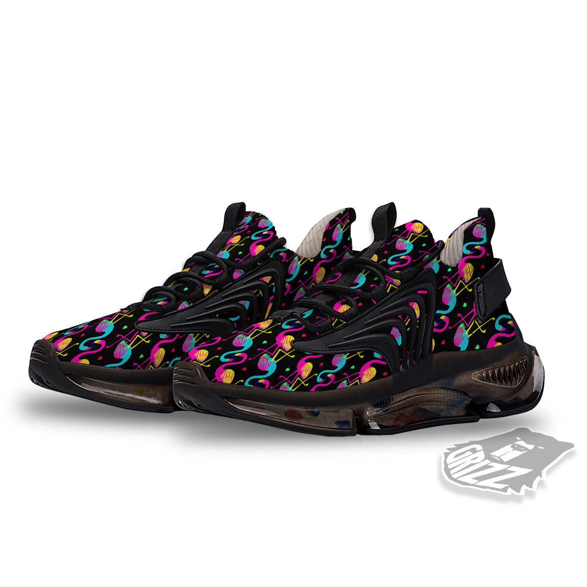 Exotic Hawaiian Flamingo Print Pattern Black Gym Shoes-grizzshop