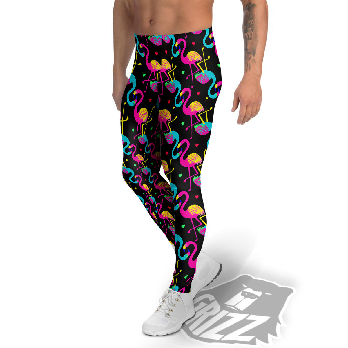 Exotic Hawaiian Flamingo Print Pattern Men's Leggings-grizzshop