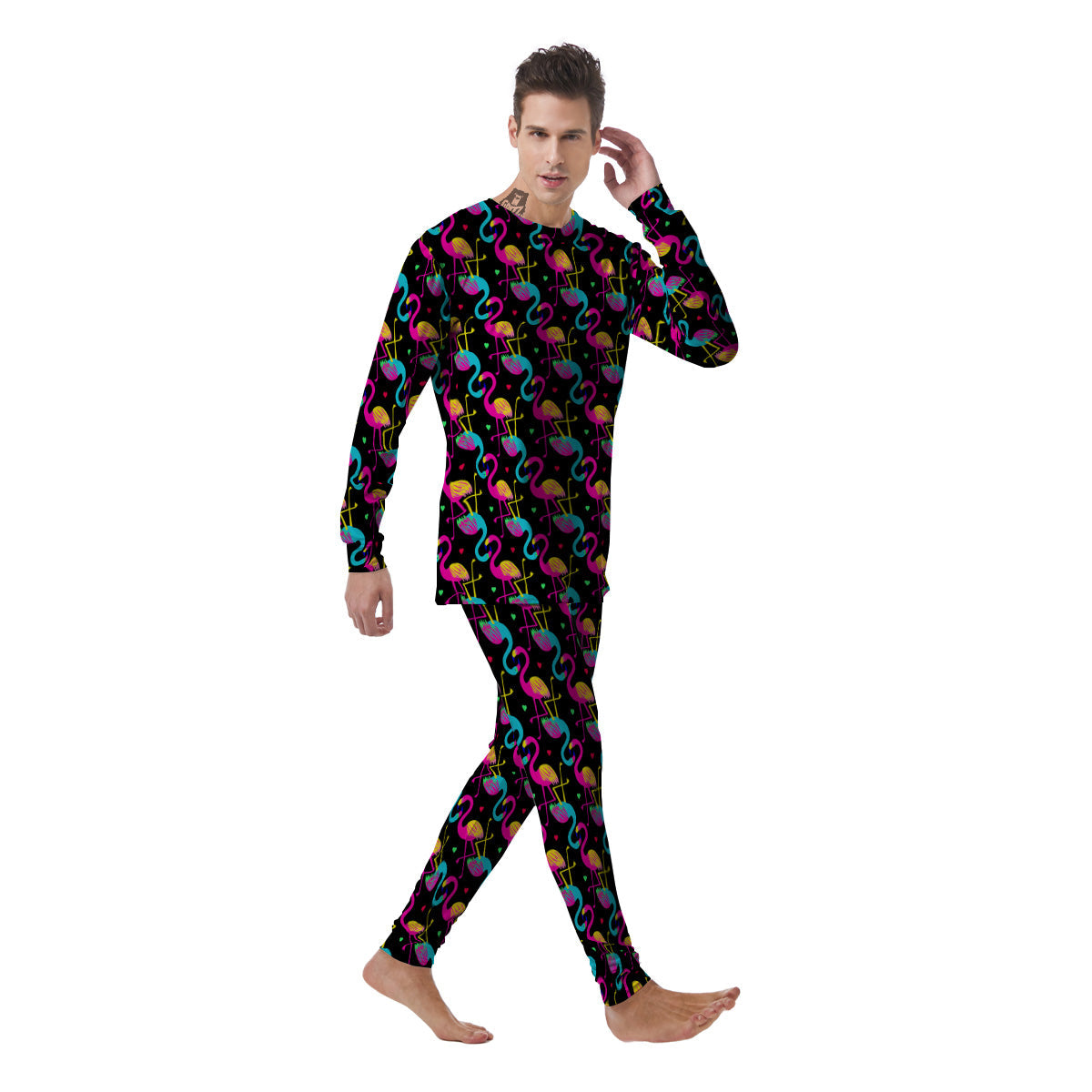 Exotic Hawaiian Flamingo Print Pattern Men's Pajamas-grizzshop