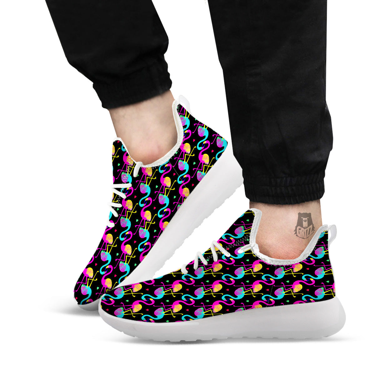 Exotic Hawaiian Flamingo Print Pattern White Athletic Shoes-grizzshop