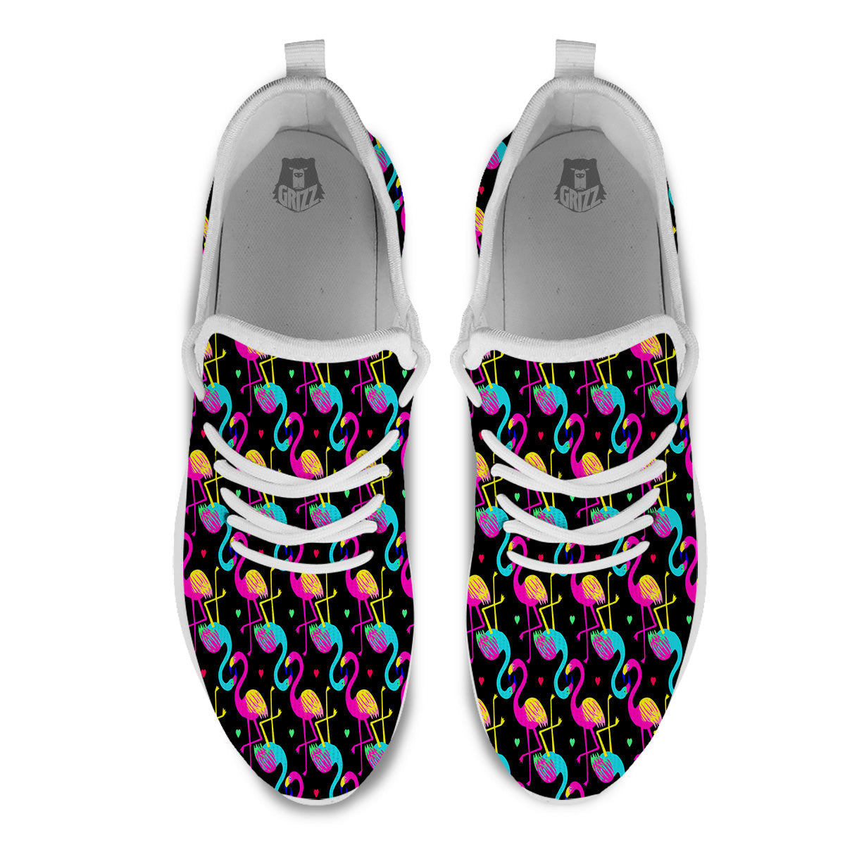Exotic Hawaiian Flamingo Print Pattern White Athletic Shoes-grizzshop