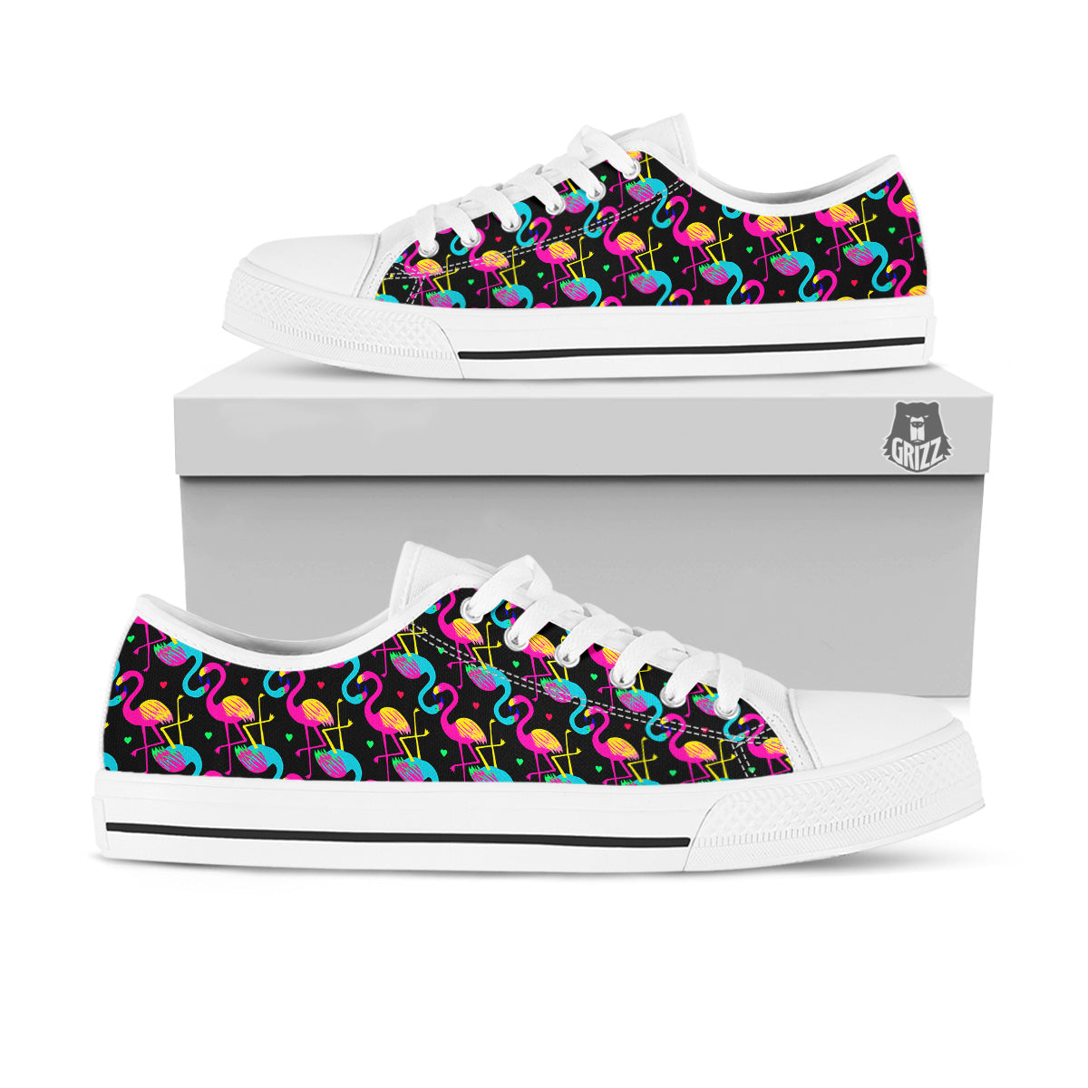 Exotic Hawaiian Flamingo Print Pattern White Low Top Shoes-grizzshop