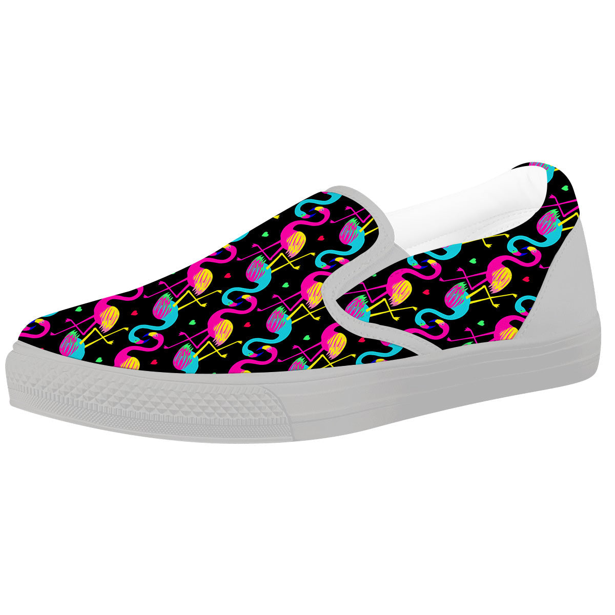 Exotic Hawaiian Flamingo Print Pattern White Slip On Shoes-grizzshop