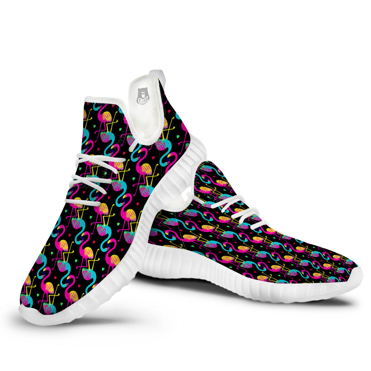 Exotic Hawaiian Flamingo Print Pattern White Walking Shoes-grizzshop